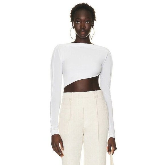 JACQUEMUS Le Body Carozzu White Top Bodysuit - Picture 6 of 7